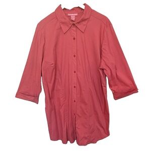 Woman‎ Within Button Blouse 3/4 Sleeve Womens Size 1X Casual Oversized Travel